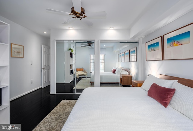 1823 Belmont Rd NW Unit D, Washington, DC 20009 - bedroom featuring wood finished floors, recessed lighting, and a ceiling fan