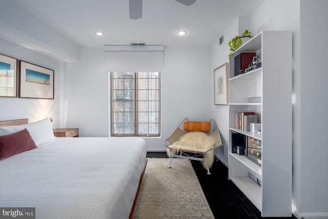 1823 Belmont Rd NW Unit D, Washington, DC 20009 - bedroom with dark wood-style flooring, recessed lighting, and a ceiling fan