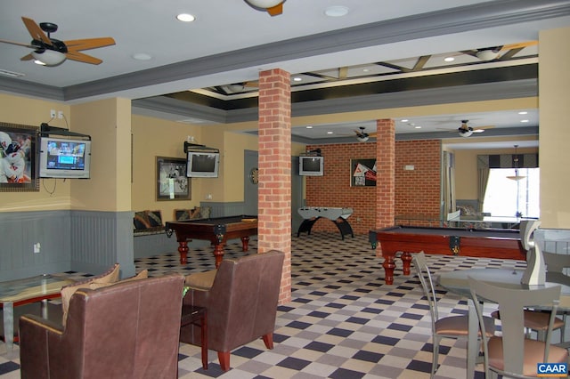 765 Denali Way Unit 204, Charlottesville, VA 22903 - community lobby with ornamental molding, brick wall, recessed lighting, and a wainscoted wall