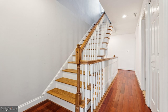 1013 S Decker Ave, Baltimore, MD 21224 - stairs featuring hardwood / wood-style flooring and recessed lighting