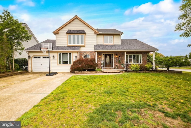 48 Mayflower Dr, Sicklerville, NJ 08081 - traditional-style house featuring driveway, a front lawn, a shingled roof, and a garage