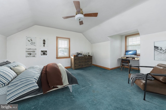 207 E Main St, Penns Grove, NJ 08069 - bedroom with lofted ceiling, carpet floors, ceiling fan, and an office area