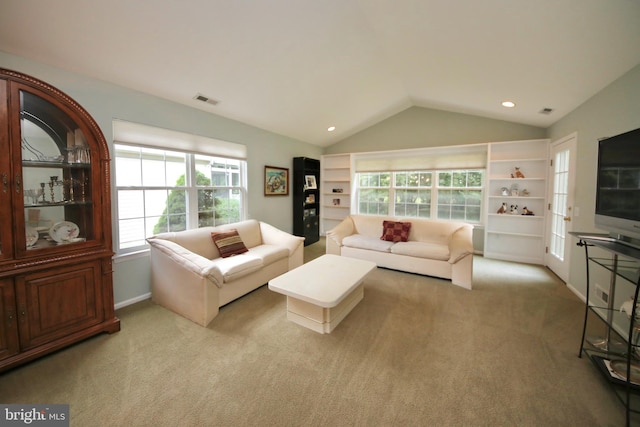 43 Glenview Way E, Gibbsboro, NJ 08026 - carpeted living area with lofted ceiling