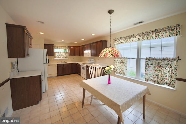 43 Glenview Way E, Gibbsboro, NJ 08026 - kitchen featuring white appliances, healthy amount of natural light, light countertops, and recessed lighting