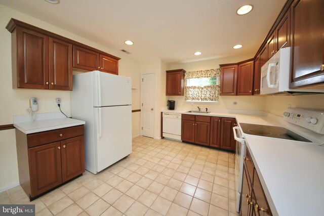 43 Glenview Way E, Gibbsboro, NJ 08026 - kitchen with white appliances, recessed lighting, light countertops, and light tile patterned floors