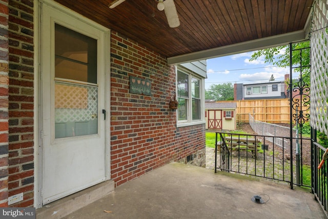 204 Opal Ave, Reading, PA 19606 - view of patio / terrace with a ceiling fan and a storage unit