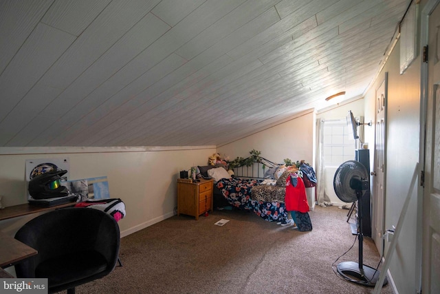 134 Catlett Mountain Rd, Front Royal, VA 22630 - carpeted bedroom featuring lofted ceiling and wooden ceiling