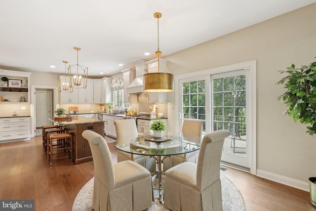 660 Casey Ln, West Chester, PA 19382 - dining room with light wood-type flooring, recessed lighting, and a chandelier
