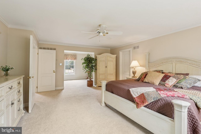 660 Casey Ln, West Chester, PA 19382 - bedroom featuring light colored carpet, crown molding, and ceiling fan
