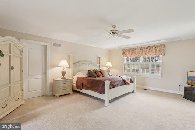 660 Casey Ln, West Chester, PA 19382 - bedroom featuring light carpet, crown molding, and a ceiling fan