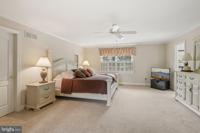 660 Casey Ln, West Chester, PA 19382 - bedroom with light carpet, crown molding, and a ceiling fan