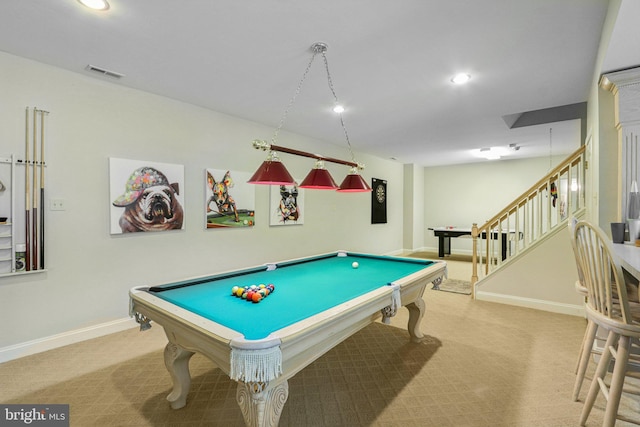 660 Casey Ln, West Chester, PA 19382 - rec room featuring carpet, billiards, and recessed lighting