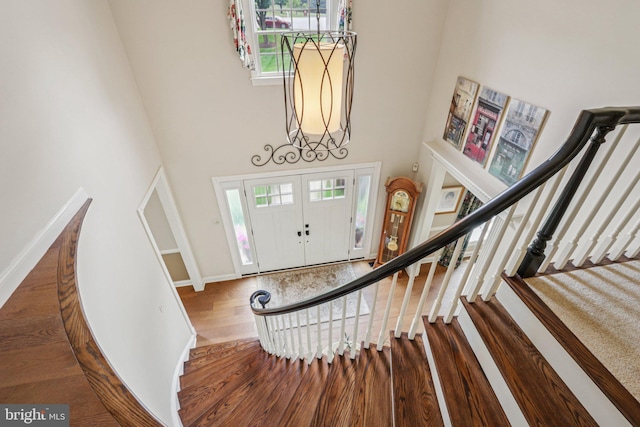 660 Casey Ln, West Chester, PA 19382 - entryway with a high ceiling, wood finished floors, and stairway