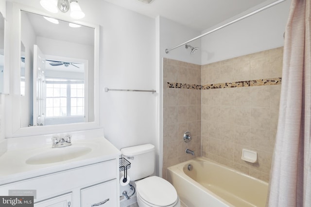 25154 Monteith Ter, Chantilly, VA 20152 - bathroom with shower / bath combo with shower curtain, vanity, and a ceiling fan