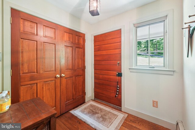 4250 Fretz Mill Rd, New Hope, PA 18938 - entryway featuring baseboard heating and wood finished floors