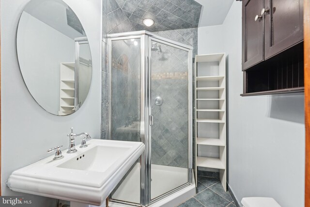 4250 Fretz Mill Rd, New Hope, PA 18938 - bathroom with tile patterned flooring and a shower stall