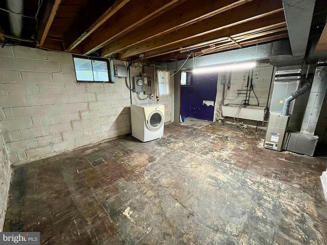 5501 W Forest Park Ave, Baltimore, MD 21207 - basement with washer / clothes dryer and heating unit