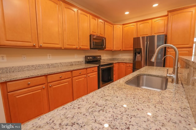 8804 Shining Oceans Way Unit 53, Columbia, MD 21045 - kitchen featuring appliances with stainless steel finishes, light stone counters, and recessed lighting