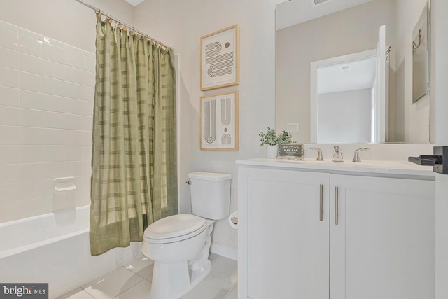 11724 Paysons Way, Reston, VA 20191 - full bathroom featuring shower / tub combo with curtain, tile patterned floors, and vanity