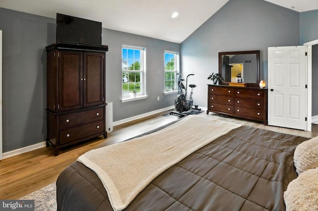 70 Marjessa Dr, Gilbertsville, PA 19525 - bedroom with light wood-style flooring, vaulted ceiling, and recessed lighting
