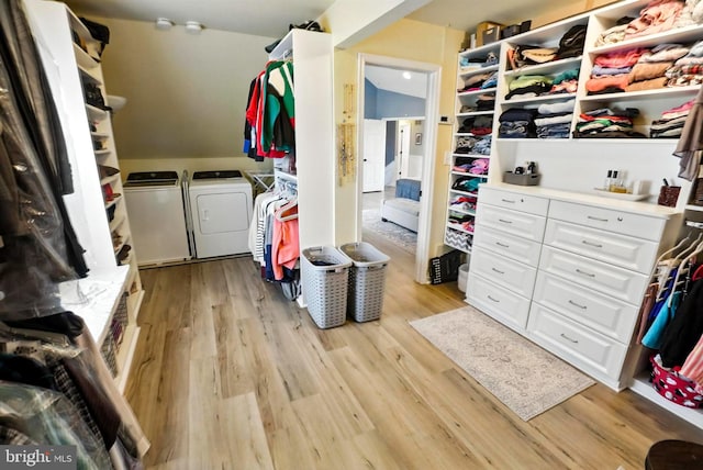 70 Marjessa Dr, Gilbertsville, PA 19525 - walk in closet featuring washing machine and clothes dryer and light wood-style flooring