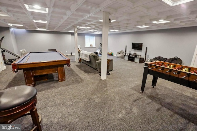 70 Marjessa Dr, Gilbertsville, PA 19525 - rec room featuring carpet flooring, billiards, and coffered ceiling