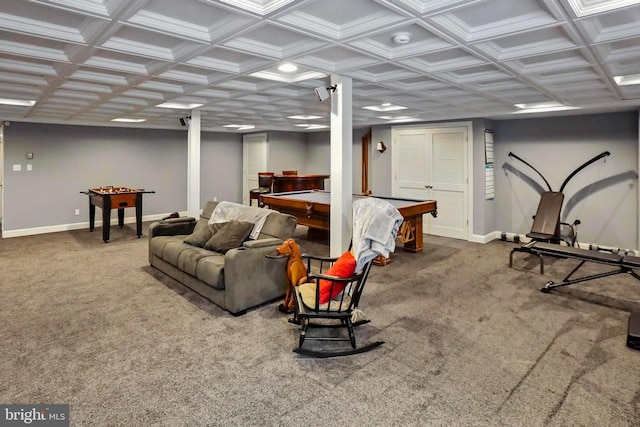 70 Marjessa Dr, Gilbertsville, PA 19525 - recreation room featuring billiards, carpet floors, and coffered ceiling