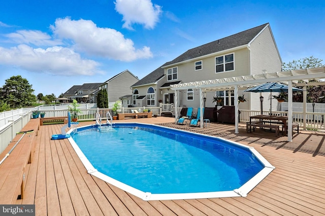 70 Marjessa Dr, Gilbertsville, PA 19525 - view of pool with a pergola and a wooden deck