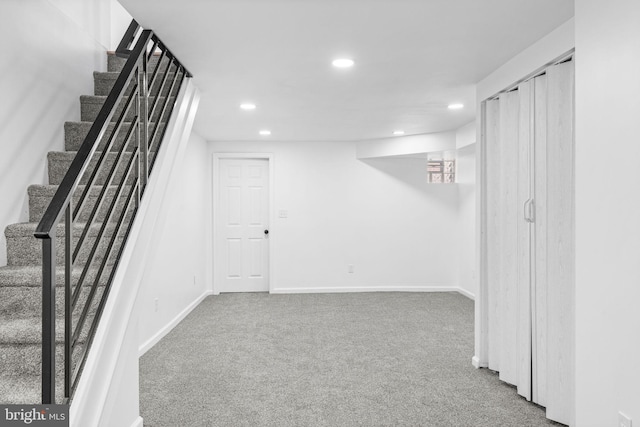 913 E Sanger St, Philadelphia, PA 19124 - finished basement with recessed lighting, carpet floors, and stairway