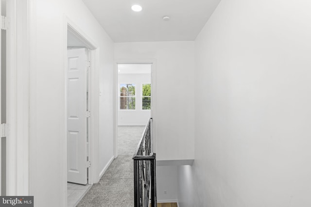 913 E Sanger St, Philadelphia, PA 19124 - hallway featuring an upstairs landing, light carpet, and recessed lighting