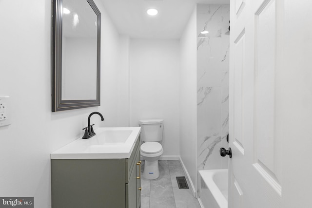 913 E Sanger St, Philadelphia, PA 19124 - bathroom featuring vanity, recessed lighting, and marble look tiles