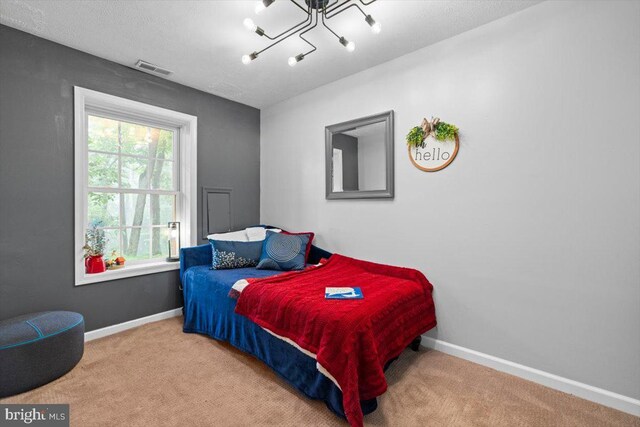 214 Salt Lick Rd, Front Royal, VA 22630 - carpeted bedroom with baseboards and a chandelier