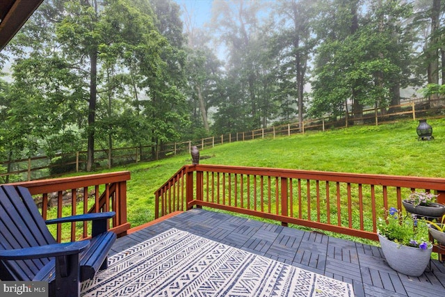 214 Salt Lick Rd, Front Royal, VA 22630 - wooden terrace with a fenced backyard and view of scattered trees