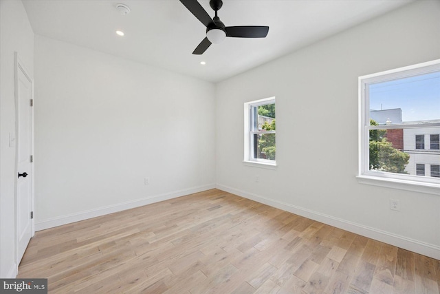 4063 Spring Garden St, Philadelphia, PA 19104 - empty room featuring light wood-type flooring, recessed lighting, a ceiling fan, and a smoke detector