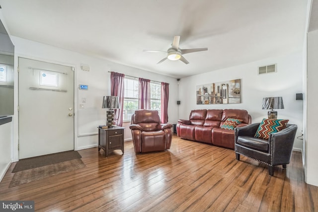 1622 Amosland Rd, Prospect Park, PA 19076 - living room with ceiling fan and hardwood / wood-style flooring