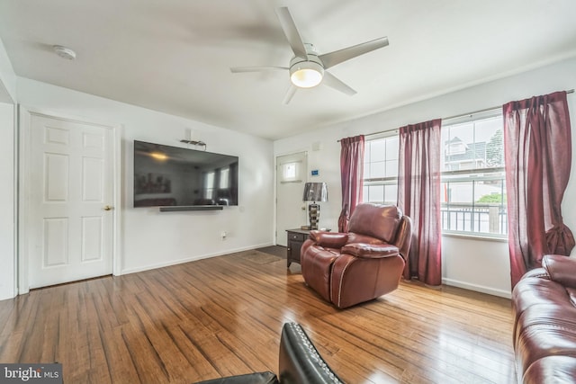 1622 Amosland Rd, Prospect Park, PA 19076 - living area with ceiling fan and wood-type flooring