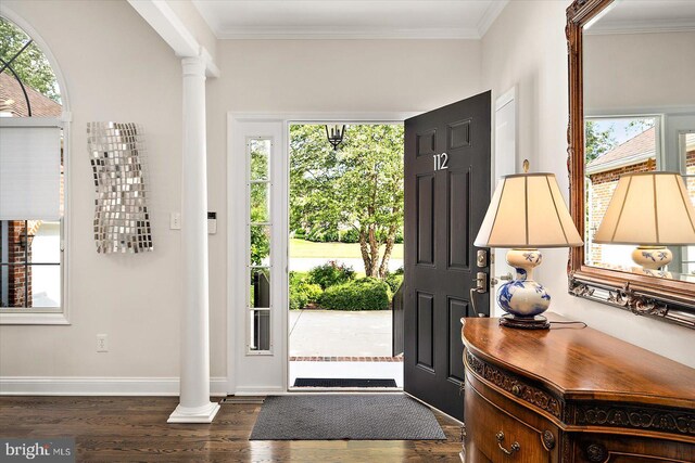 112 W Shore Dr, Milton, DE 19968 - entryway with decorative columns, plenty of natural light, and ornamental molding