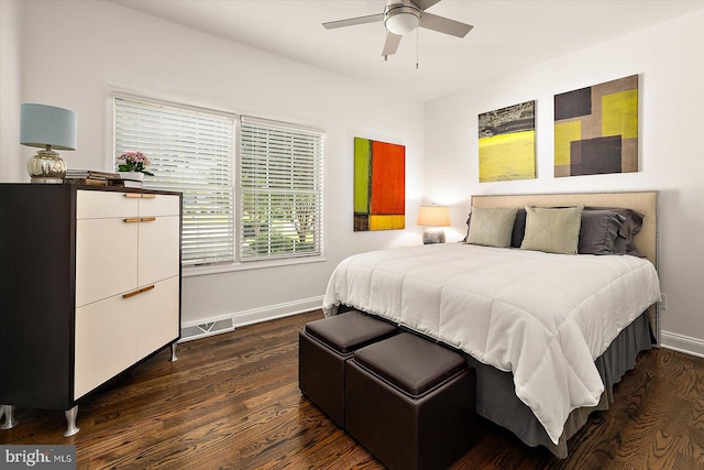 112 W Shore Dr, Milton, DE 19968 - bedroom with dark wood finished floors and ceiling fan