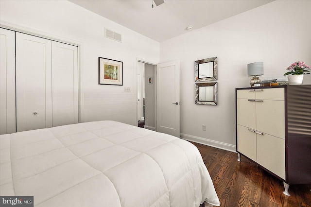 112 W Shore Dr, Milton, DE 19968 - bedroom featuring dark wood-type flooring and a closet