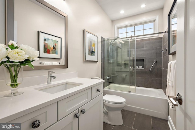 112 W Shore Dr, Milton, DE 19968 - full bathroom with vanity, tile patterned flooring, combined bath / shower with glass door, and recessed lighting