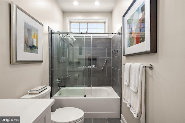 112 W Shore Dr, Milton, DE 19968 - full bath with vanity, bath / shower combo with glass door, tile patterned flooring, and recessed lighting