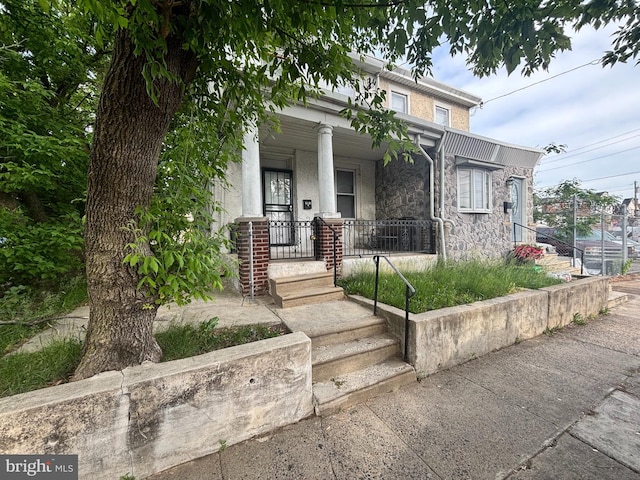 5803 Old Second St, Philadelphia, PA 19120 - view of front of property featuring covered porch and stone siding