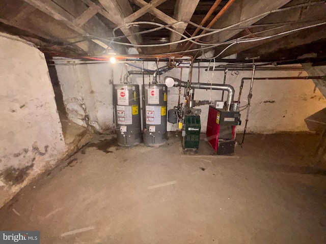 5803 Old Second St, Philadelphia, PA 19120 - unfinished basement with gas water heater and a heating unit