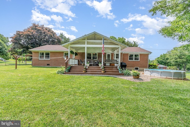 3508 Garrett Ct, Aberdeen, MD 21001 - view of front of property with brick siding, a porch, and an outdoor pool