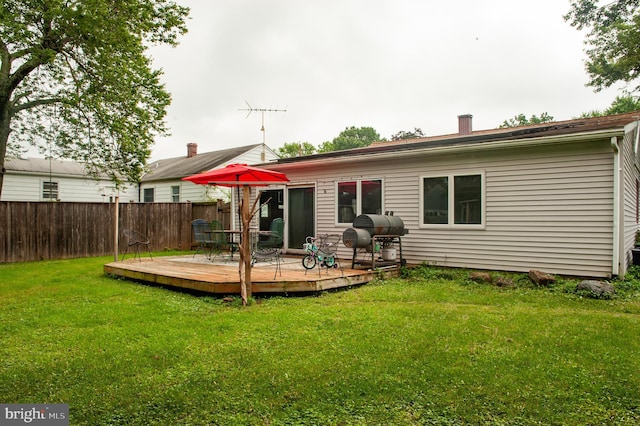 100 Garrett Rd, Glen Burnie, MD 21060 - back of property with a wooden deck and a chimney