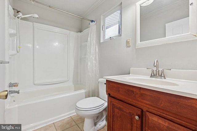 209 Riverview Rd, King Of Prussia, PA 19406 - full bathroom with ornamental molding, vanity, shower / bath combination with curtain, and tile patterned floors