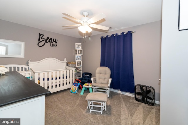 5 N Edinburgh Ct, Houston, DE 19954 - bedroom featuring carpet floors, a nursery area, and a ceiling fan