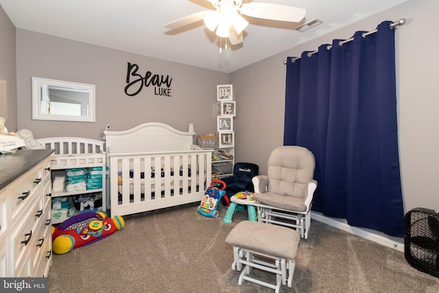 5 N Edinburgh Ct, Houston, DE 19954 - bedroom featuring carpet, a crib, and ceiling fan