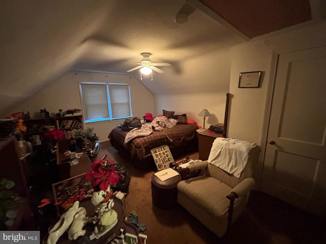 339 W Brookhaven Rd, Brookhaven, PA 19015 - bedroom with carpet, vaulted ceiling, and ceiling fan