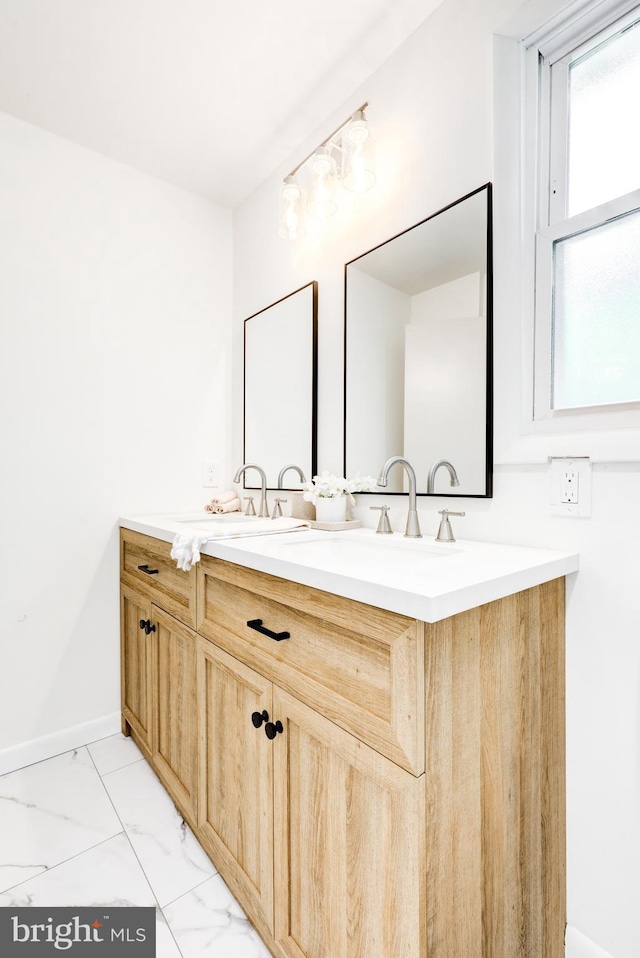 406 Christian Ln, Wallingford, PA 19086 - bathroom featuring vanity and marble finish floors